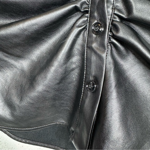 Zara Faux Leather Vegan Leather Button Down Blouse Top Size XL - Picture 5 of 11